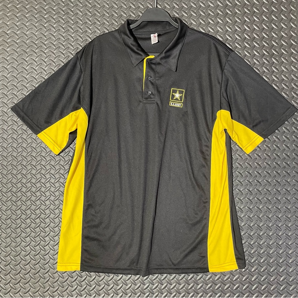 US Army Polo Shirt‎ Adult Extra Large Black Yellow US Army Military Men